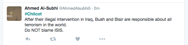 Iraqi area tweet after Chilcot Inquiry