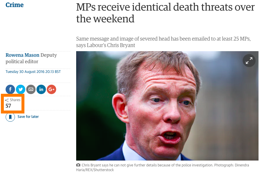 Few people shared the story about MPs receiving death threats